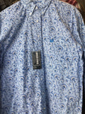 Panhandle Rough Stock Blue Floral Long Sleeve Button Up
