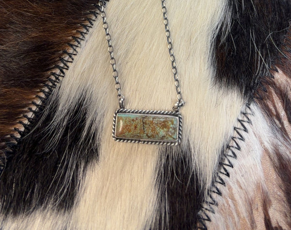 Johnny Dixon Turquoise Bar-Sterling Silver Necklace