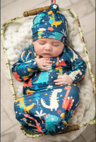Infant gown with hat - Dino