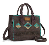 Wrangler Turquoise and Coffee Aztec Crossbody Tote
