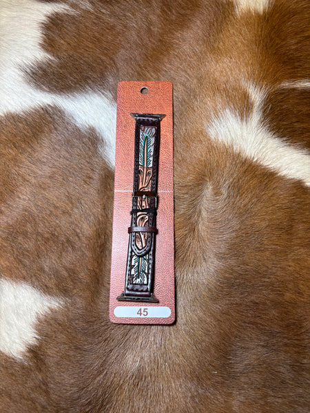 45mm thin feather Hand-tooled Apple Watch Band