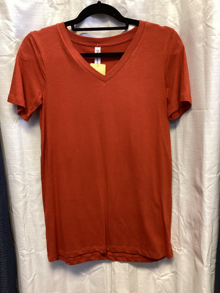 Burnt Orange V-Neck Plain