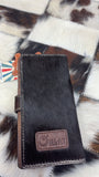 O’hlay tooled leather and cowhide wallet