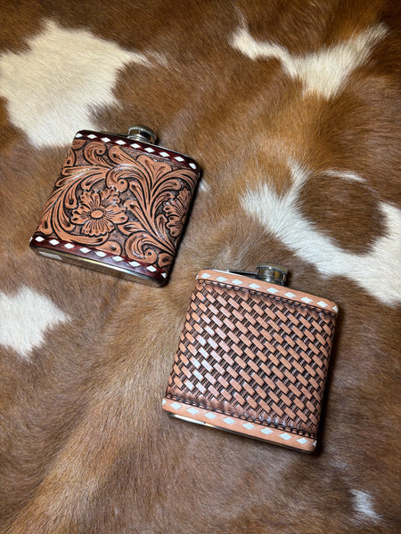 16 oz Leather covered flasks (multiple options)