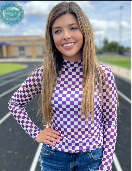 Sterling Kreek Women’s Purple Checkered Mesh Shirt