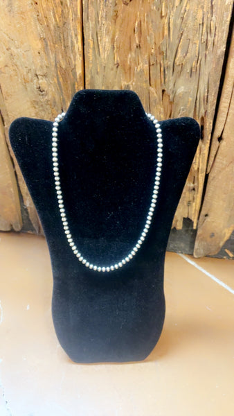 6mm Sterling Silver Pearl Necklace 22”
