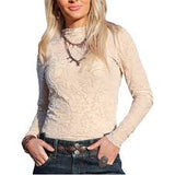 Cruel Denim Cream Burnout Mesh Shirt