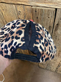 Leopard and Red Sparkle Ponytail Hat