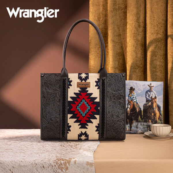 Large Wrangler Black Aztec Tote