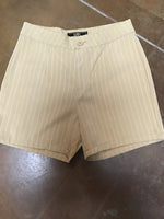 L&B  Cream Striped Polyester Shorts