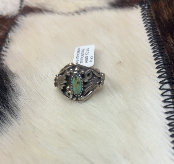 Ring - S/S Kingman Turquoise-Size6.5