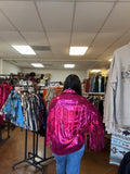 L&B Pink Sequin and Fringe Shacket