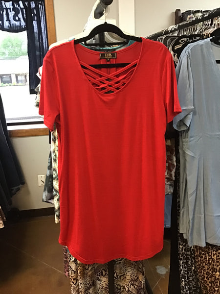 L&B Basic Red Crisscross Dress