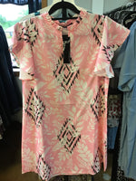 L&B Pink Aztec Feathers with Ruffle Sleeves