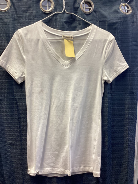White V-Neck Plain
