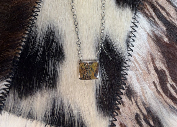 Black and Brown Turquoise Bar-Sterling Silver Necklace