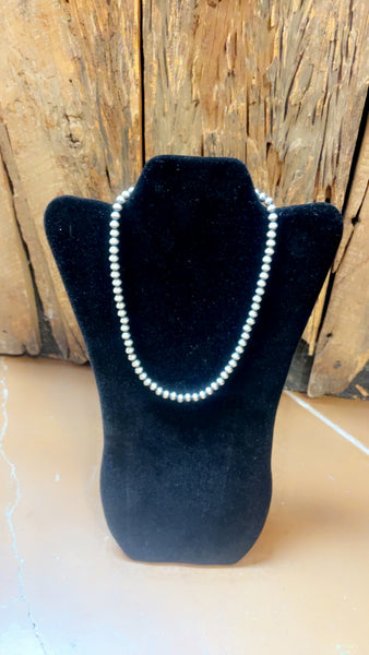 7mm Sterling Silver Pearl Necklace 20”