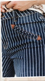 Dark Wash Pinstripe High Rise Cuffed Jeans