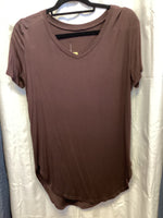 Brown V-Neck Plain