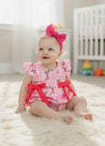 Girls Pink Boots and Bows Bubble Onesie