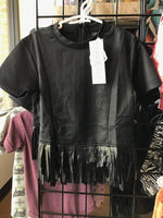 Black Fringe Shirt With Zipper In the Back