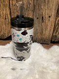 Two Fly Co. Cowprint Tumbler with Straw