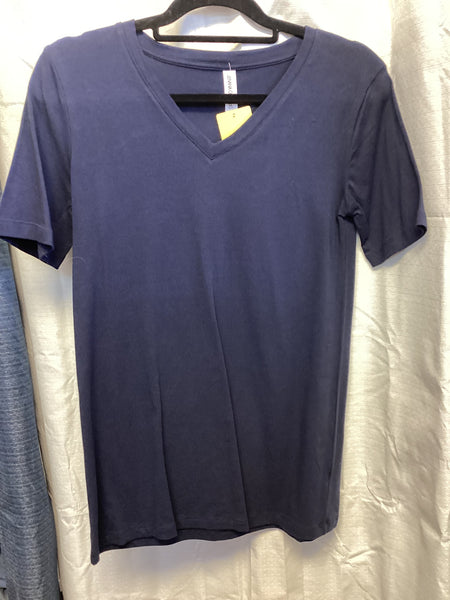 Navy Blue V- Neck Plain