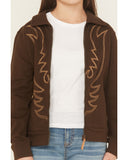 Kids Cruel Girls Brown Bootstitch Bomber Jacket