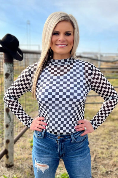Sterling Kreek Women’s Black Checkered Mesh Shirt