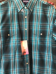 Panhandle Teal Plaid Long Sleeve Button Sleeve