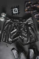 Two Fly Black Leather Shorts