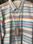 Panhandle Rough Stock Blue/ Multicolored long sleeve Pearl Snap