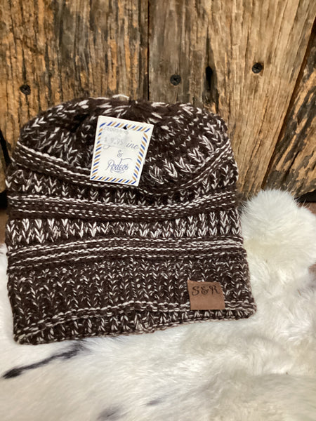 Sunshine and Rodeos Brown and White Classic Beanie