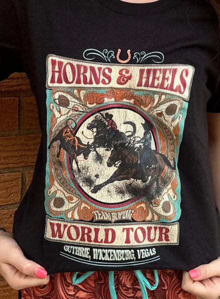 Kids Horns and Heels Team Roping World Tour T-Shirt