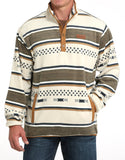 Men’s Cinch Fleece Pullover- Cream And Navy