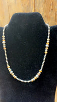 Orange and Sterling Silver 18” Necklace