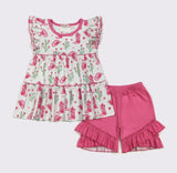 Girls pink boots and cactus shorts set