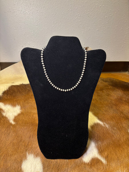 6mm Sterling Silver Pearl Necklace 16”