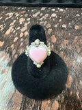 Pink conch heart adjustable ring