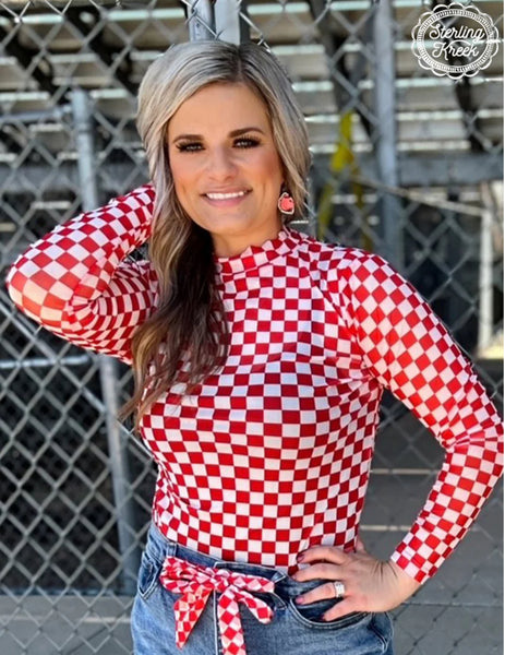 Sterling Kreek Women’s Red Checkered Mesh Shirt