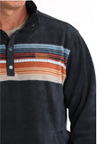 Mens cinch navy striped fleece pullover