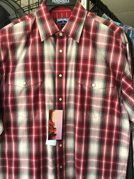 Panhandle Red Plaid Long Sleeve Pearl Snap