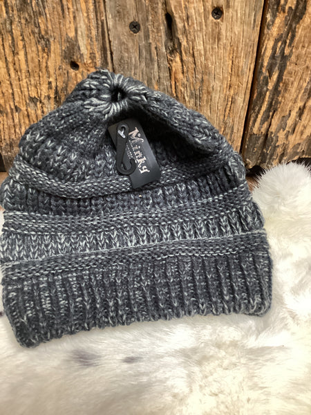 Minky Dark Gray Ponytail Beanie