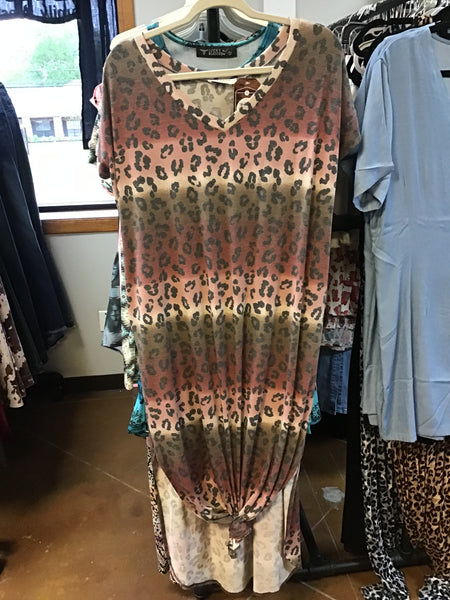 Zenana Red/Pink/Brown Leo Maxi Dress