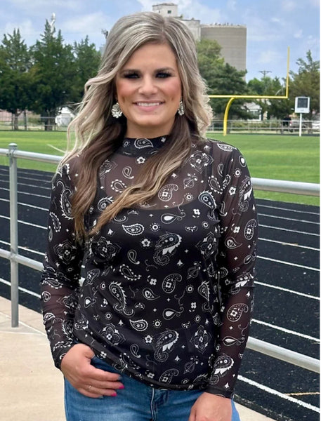 Sterling Kreek Women’s Black Bandana Mesh Shirt