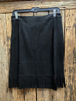 L&B Black Suede Fringe Skirt