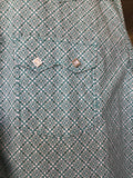 Panhandle Turquoise Patterned Long Sleeve Diamond Pearl Snap