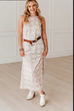 Beige cream horse bit stretch, satin halter dress