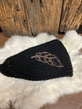 Beaded Feather  Ear Warmers with Button Closure