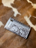 American Darling Wallet/Wristlet - Silver tooled leather